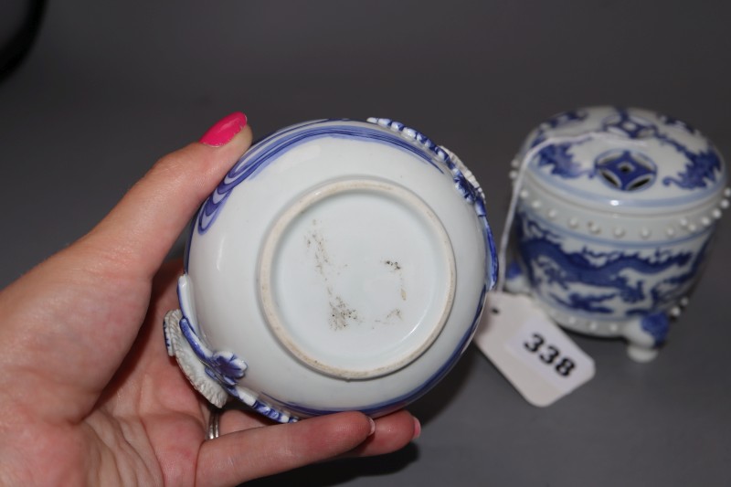 Two Chinese blue and white dragon jars and covers